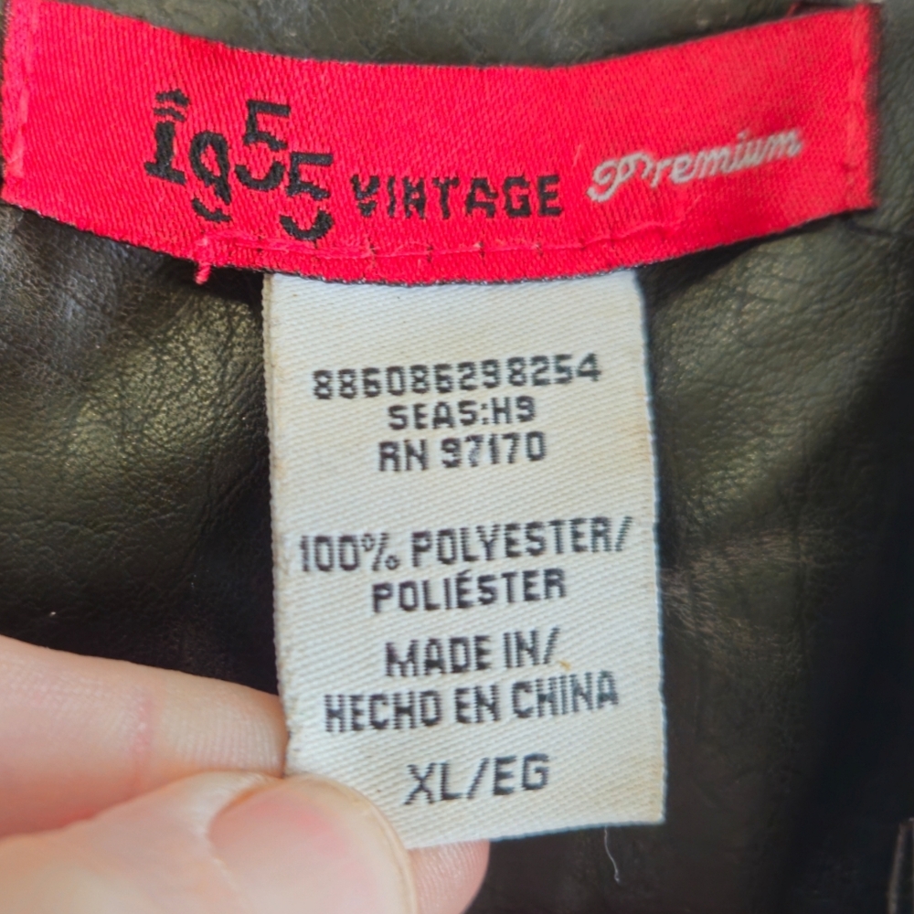 1955 vintage premium faux leather jacket ruffles Biker Goth women xl **FLAWS** - Picture 10 of 11